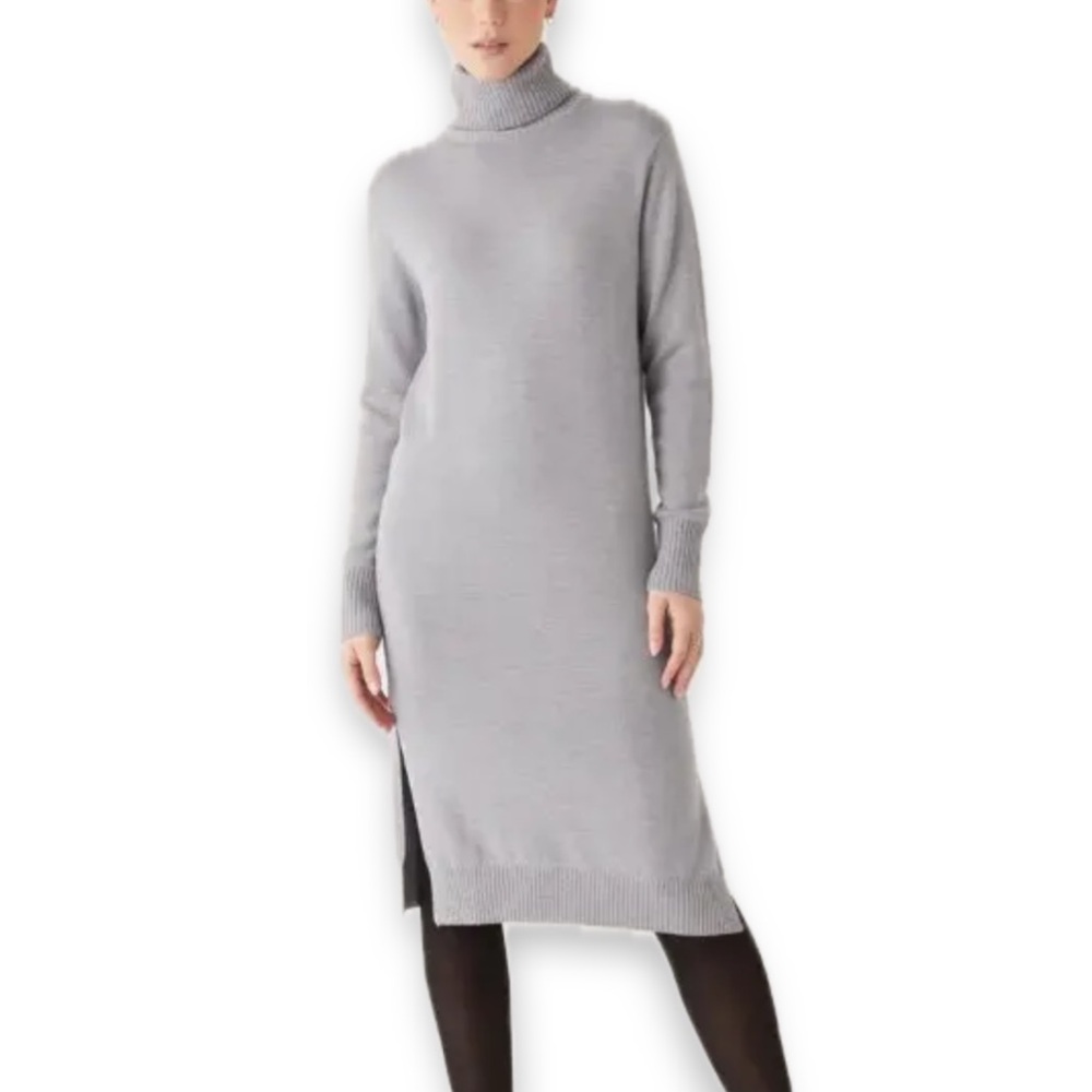 Frank & Oak Light Gray Midi Sweater Dress Size Medium